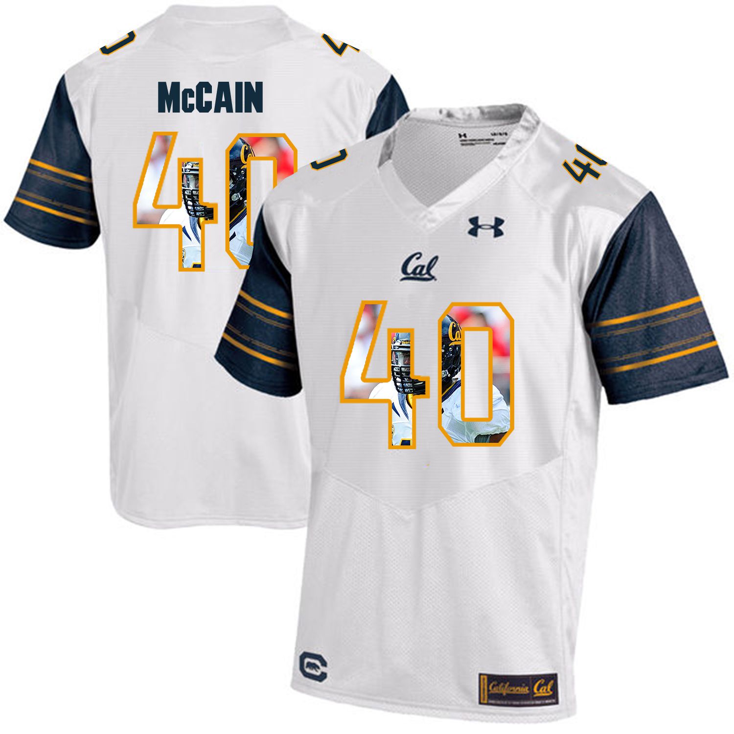 Men California Golden Bears 40 Chris McCain White Customized NCAA Jerseys